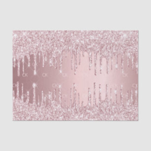 Roze glitter druppelt mousserend monogram stoffig  tissuepapier