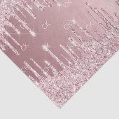 Roze glitter druppelt mousserend monogram stoffig  tissuepapier (Detail)