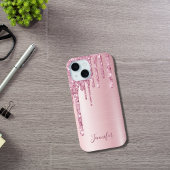 Roze glitter druppelt naam girale naam op Case-Mate iPhone case