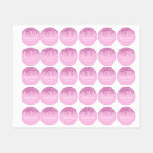 Roze glitter druppelt wit naammeisje labels (Vel)