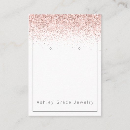 Roze Glitter Earring Display Kaart Visitekaartje (Voorkant)