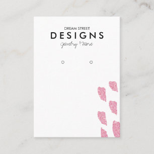 Roze Glitter Earring Display Kaart Visitekaartje