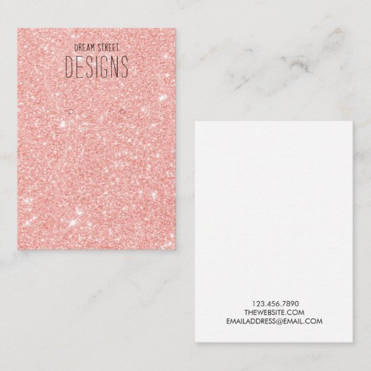 Roze Glitter Earring Display Kaart Visitekaartje (Voorkant / Achterkant)