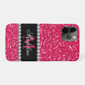 Roze glitter, edelsteen, monogram Case-Mate iPhone case (Achterkant (horizontaal))