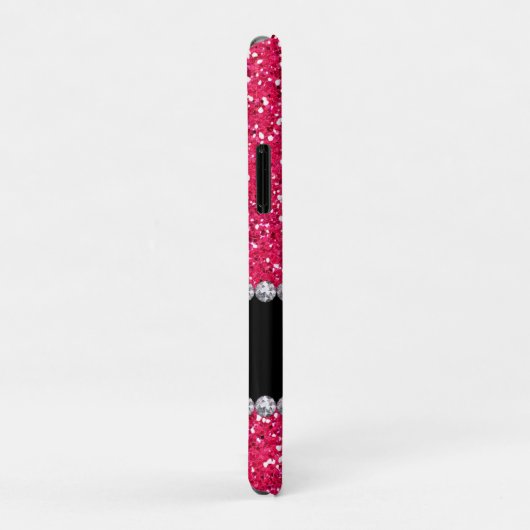 Roze glitter, edelsteen, monogram Case-Mate iPhone case (Achterkant/rechts)