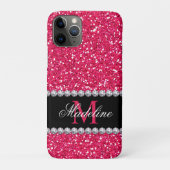 Roze glitter, edelsteen, monogram Case-Mate iPhone case (Achterkant)