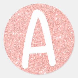 Roze Glitter Een Initiaal Ronde Sticker