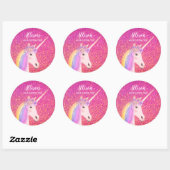 Roze Glitter Eenhoorn Custom Ronde Sticker (Vel)