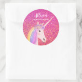 Roze Glitter Eenhoorn Custom Ronde Sticker (Tas)