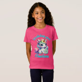 Roze Glitter eenhoorn magische ster Meisjes verjaa T-shirt (Voorkant volledig)