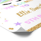 Roze Glitter Eenhoorn Verjaardagsfeest Welkomstbor Poster (Hoek)