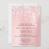 Roze glitter Effect Baby shower Girl Birthday Kaart (Voorkant)