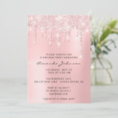Roze glitter Effect Baby shower Girl Birthday Kaart (Staand voorkant)