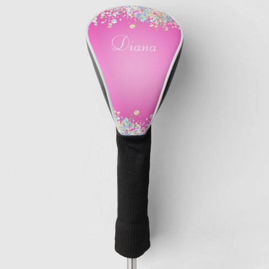  roze glitter effect golfheadcover (Voorkant)