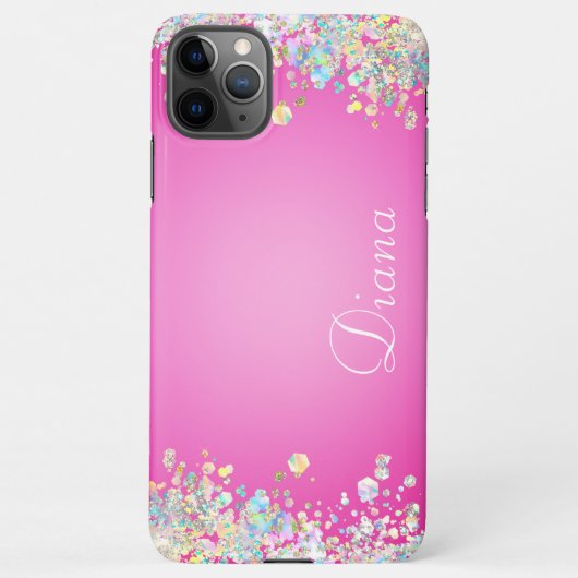  roze glitter effect iPhone hoesje (Achterkant)
