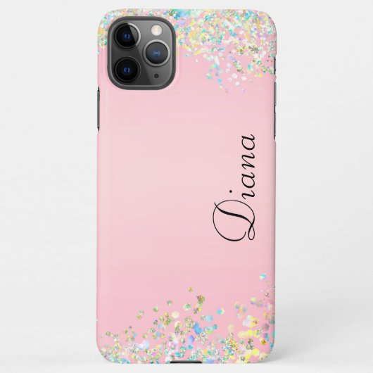  roze glitter effect iPhone hoesje (Achterkant)