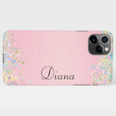  roze glitter effect iPhone hoesje (Achterkant horizontaal)