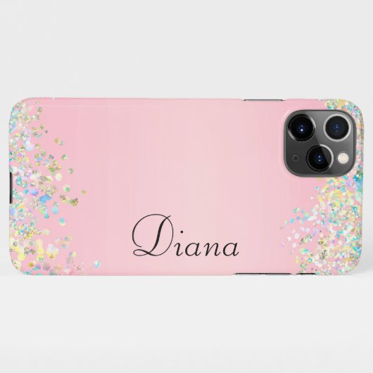  roze glitter effect iPhone hoesje (Achterkant horizontaal)