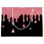 Roze glitter-effect & Sparkles Girly Groot Cadeauzakje (Voorkant)