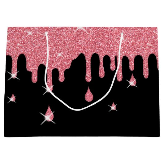 Roze glitter-effect & Sparkles Girly Groot Cadeauzakje (Voorkant)