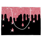 Roze glitter-effect & Sparkles Girly Groot Cadeauzakje (Achterkant)