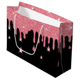 Roze glitter-effect & Sparkles Girly Groot Cadeauzakje