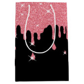 Roze glitter-effect & Sparkles Girly Medium Cadeauzakje (Voorkant)