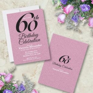 Roze Glitter Elegant 60e Verjaardagsfeestje Kaart