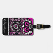 Roze Glitter Elegant Black Girly Travel Bird Owl Bagagelabel (Voorkant horizontaal)