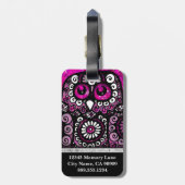 Roze Glitter Elegant Black Girly Travel Bird Owl Bagagelabel (Achterkant verticaal)