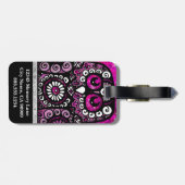 Roze Glitter Elegant Black Girly Travel Bird Owl Bagagelabel (Achterkant horizontaal)