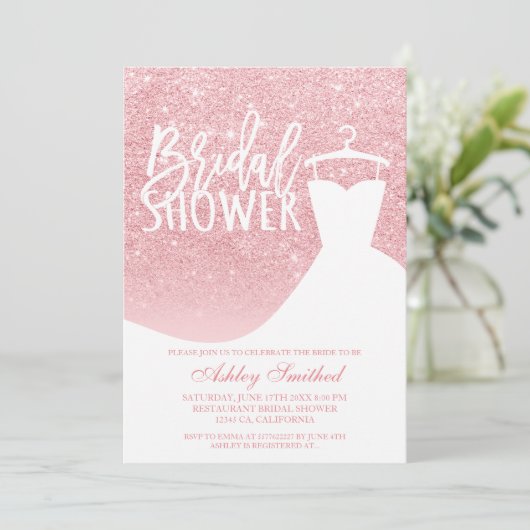 Roze glitter elegant chic jurk Vrijgezellenfeest Kaart (Staand voorkant)