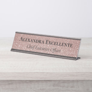Roze Glitter Elegant Mode Aangepast Bureau Naambordje