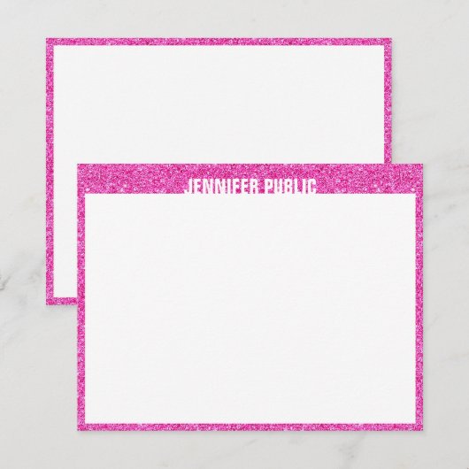 Roze Glitter Elegante Sjabloon Trendy Modern Desig (Voorkant / Achterkant)