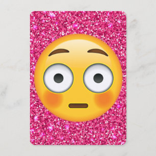 Roze glitter emoji uitnodiging