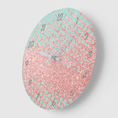 Roze glitter en blauwe grote klok (Hoek)