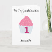 Roze glitter en Cupcake 1ste verjaardag Kaart (Voorkant)