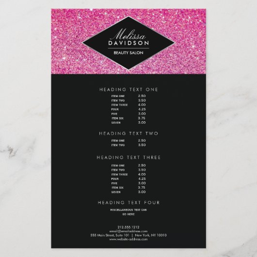 Roze glitter en Glamor Beauty Flyer (Voorkant)