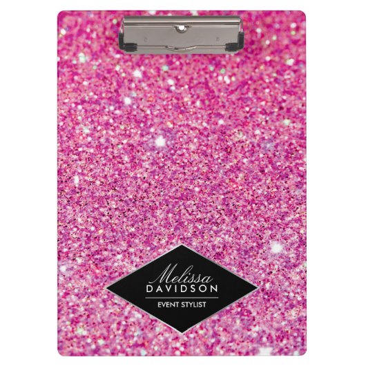 Roze Glitter en Glamour Beauty gepersonaliseerd Klembord (Voorkant)