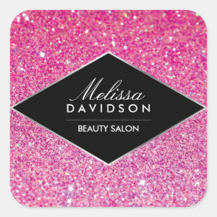 Roze Glitter en Glamour Beauty Vierkante Sticker
