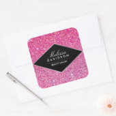 Roze Glitter en Glamour Beauty Vierkante Sticker (Envelop)
