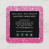 Roze Glitter en Glamour Beauty Vierkante Visitekaartje (Achterkant)
