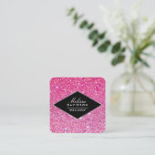 Roze Glitter en Glamour Beauty Vierkante Visitekaartje (Staand voorkant)