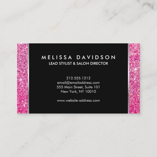 Roze Glitter en Glamour Beauty Visitekaartje (Achterkant)