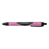 Roze Glitter en Glamour Zwarte Inkt Pen (Bodem)