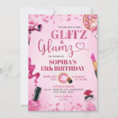 Roze Glitter en Glamz maken verjaardag Kaart (Voorkant)
