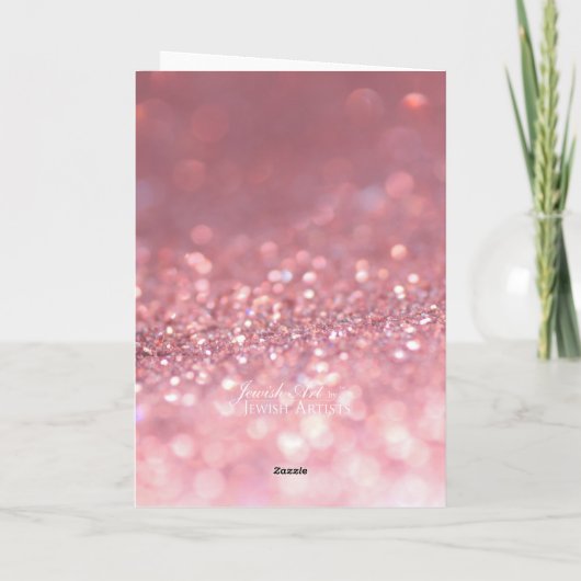 Roze Glitter en Gold Bijbel Verse Sympathie Card Bedankkaart (Achterkant)