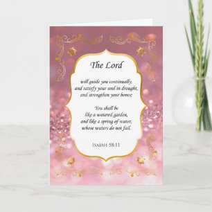Roze Glitter en Gold Bijbel Verse Sympathie Card Bedankkaart