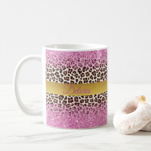 Roze Glitter en Gold Mok (Met donut)
