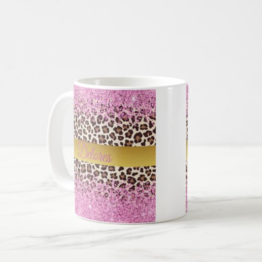 Roze Glitter en Gold Mok (Voorkant links)